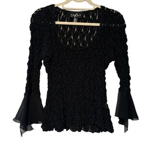 Vintage Alago Stretch Lace Top Black US Size 14, Made in Canada